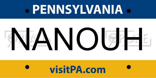 NANOUH Pennsylvania License Plate