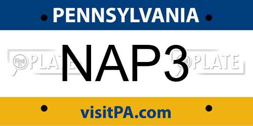 NAP3 Pennsylvania License Plate