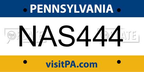 NAS444 Pennsylvania License Plate
