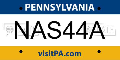NAS44A Pennsylvania License Plate