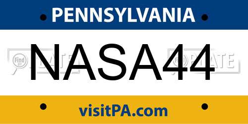 NASA44 Pennsylvania License Plate