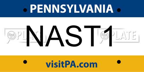 NAST1 Pennsylvania License Plate