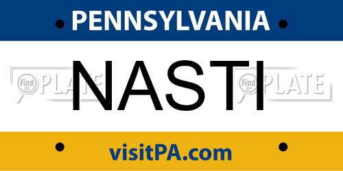 NASTI Pennsylvania License Plate