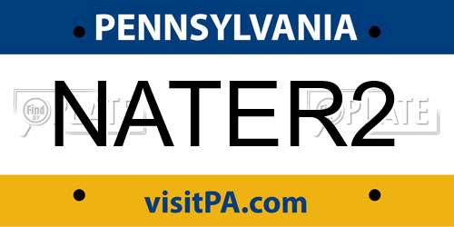 NATER2 Pennsylvania License Plate