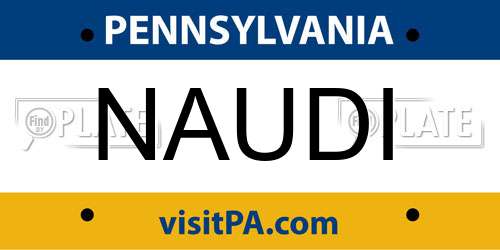 NAUDI Pennsylvania License Plate