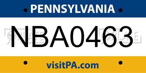 NBA0463 Pennsylvania License Plate