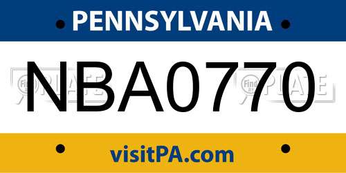 NBA0770 Pennsylvania License Plate