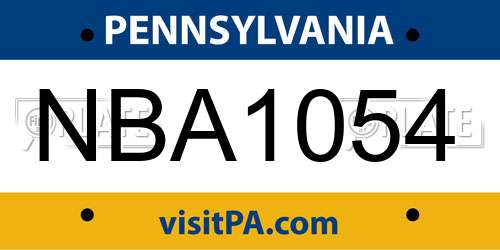 NBA1054 Pennsylvania License Plate