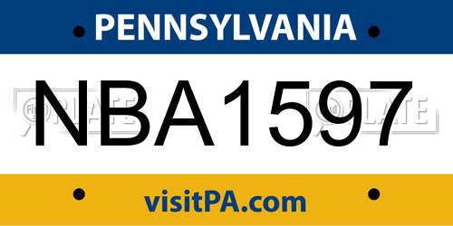 NBA1597 Pennsylvania License Plate