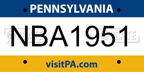 NBA1951 Pennsylvania License Plate