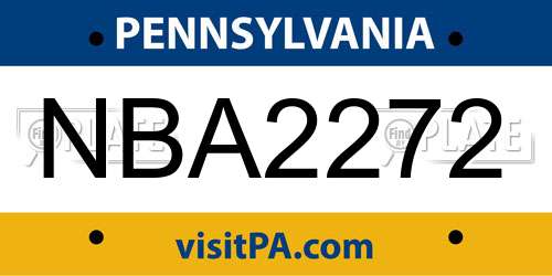 NBA2272 Pennsylvania License Plate