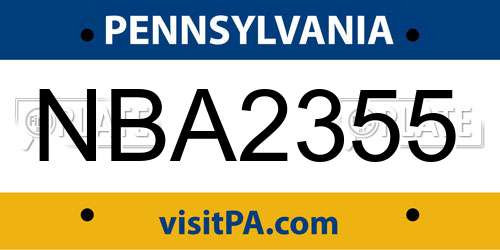 NBA2355 Pennsylvania License Plate