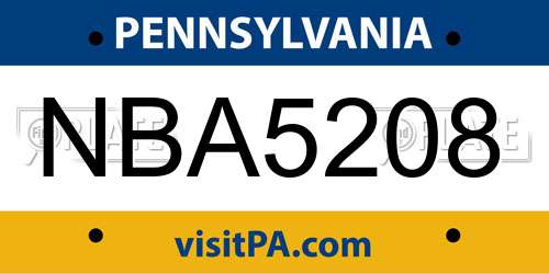 NBA5208 Pennsylvania License Plate