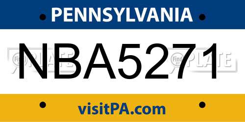 NBA5271 Pennsylvania License Plate