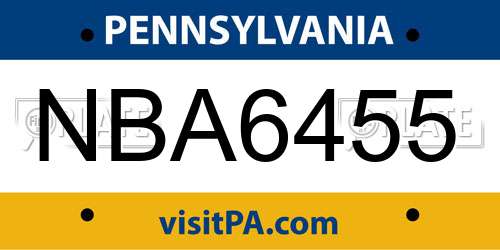 NBA6455 Pennsylvania License Plate