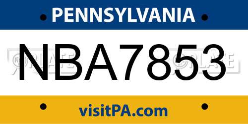 NBA7853 Pennsylvania License Plate