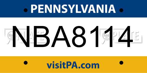 NBA8114 Pennsylvania License Plate