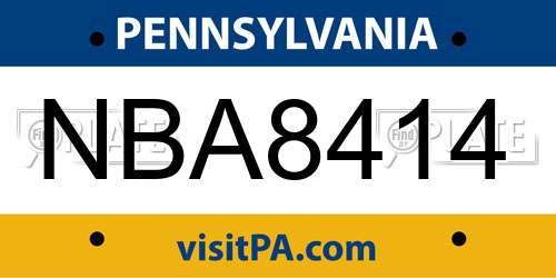 NBA8414 Pennsylvania License Plate