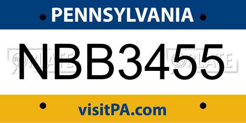 NBB3455 Pennsylvania License Plate