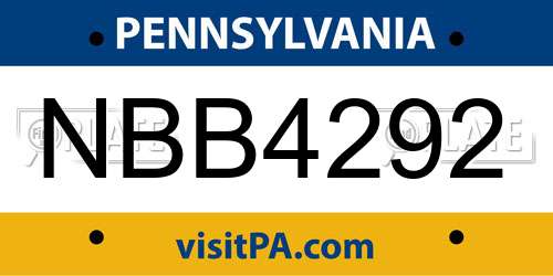 NBB4292 Pennsylvania License Plate