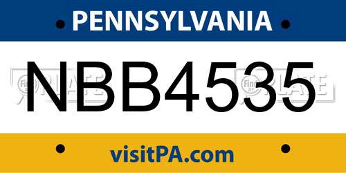 NBB4535 Pennsylvania License Plate