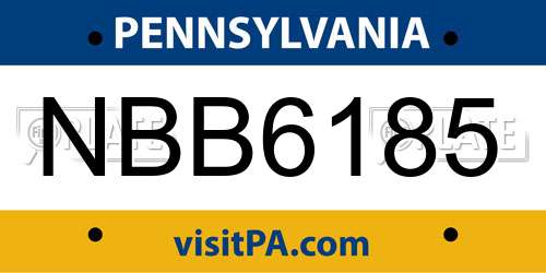 NBB6185 Pennsylvania License Plate
