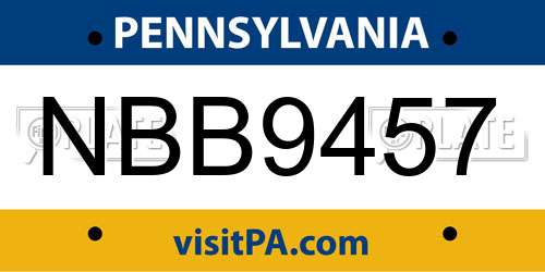 NBB9457 Pennsylvania License Plate
