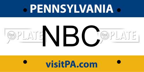 NBC Pennsylvania License Plate