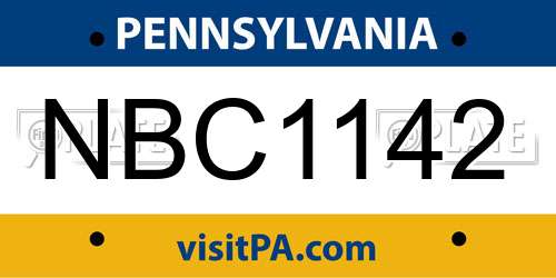 NBC1142 Pennsylvania License Plate