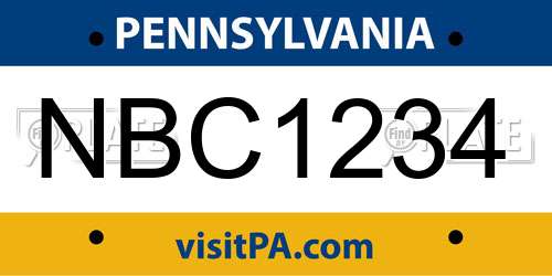 NBC1234 Pennsylvania License Plate