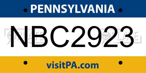 NBC2923 Pennsylvania License Plate