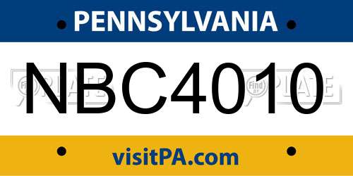 NBC4010 Pennsylvania License Plate