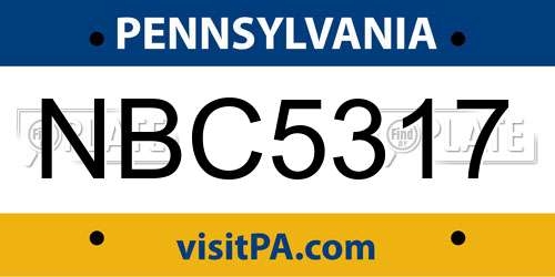 NBC5317 Pennsylvania License Plate