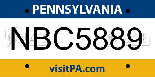 NBC5889 Pennsylvania License Plate