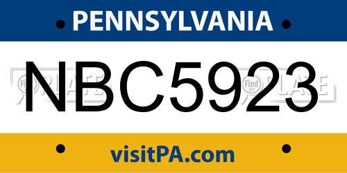 NBC5923 Pennsylvania License Plate
