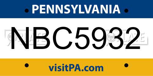 NBC5932 Pennsylvania License Plate