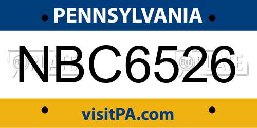 NBC6526 Pennsylvania License Plate