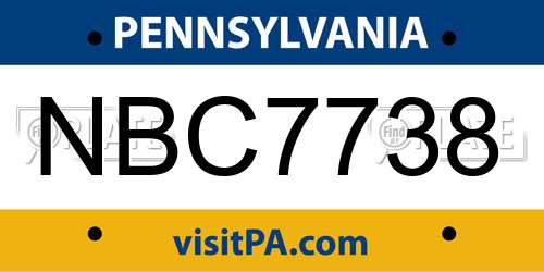 NBC7738 Pennsylvania License Plate