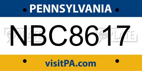 NBC8617 Pennsylvania License Plate