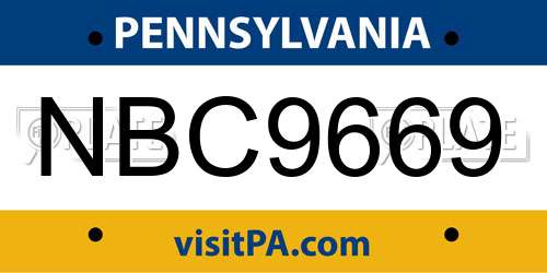 NBC9669 Pennsylvania License Plate