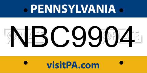 NBC9904 Pennsylvania License Plate