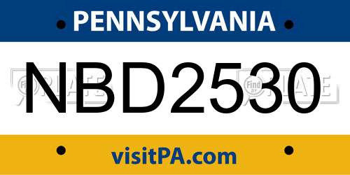 NBD2530 Pennsylvania License Plate