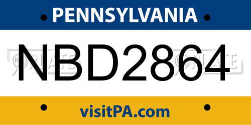 NBD2864 Pennsylvania License Plate