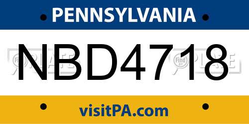 NBD4718 Pennsylvania License Plate