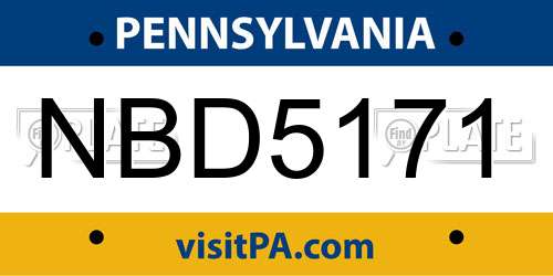 NBD5171 Pennsylvania License Plate