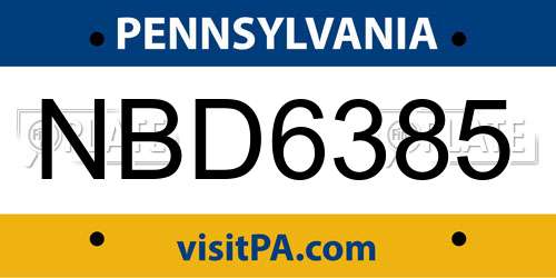 NBD6385 Pennsylvania License Plate