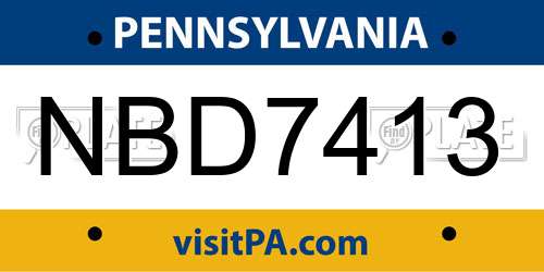 NBD7413 Pennsylvania License Plate
