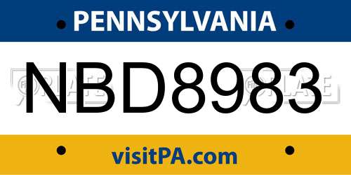 NBD8983 Pennsylvania License Plate