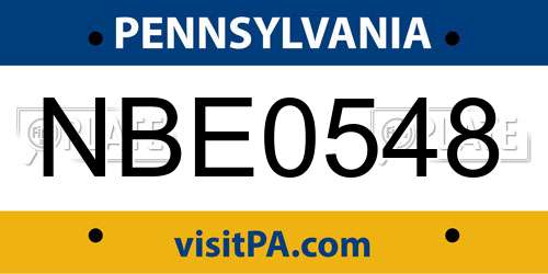 NBE0548 Pennsylvania License Plate