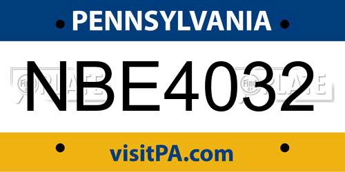 NBE4032 Pennsylvania License Plate